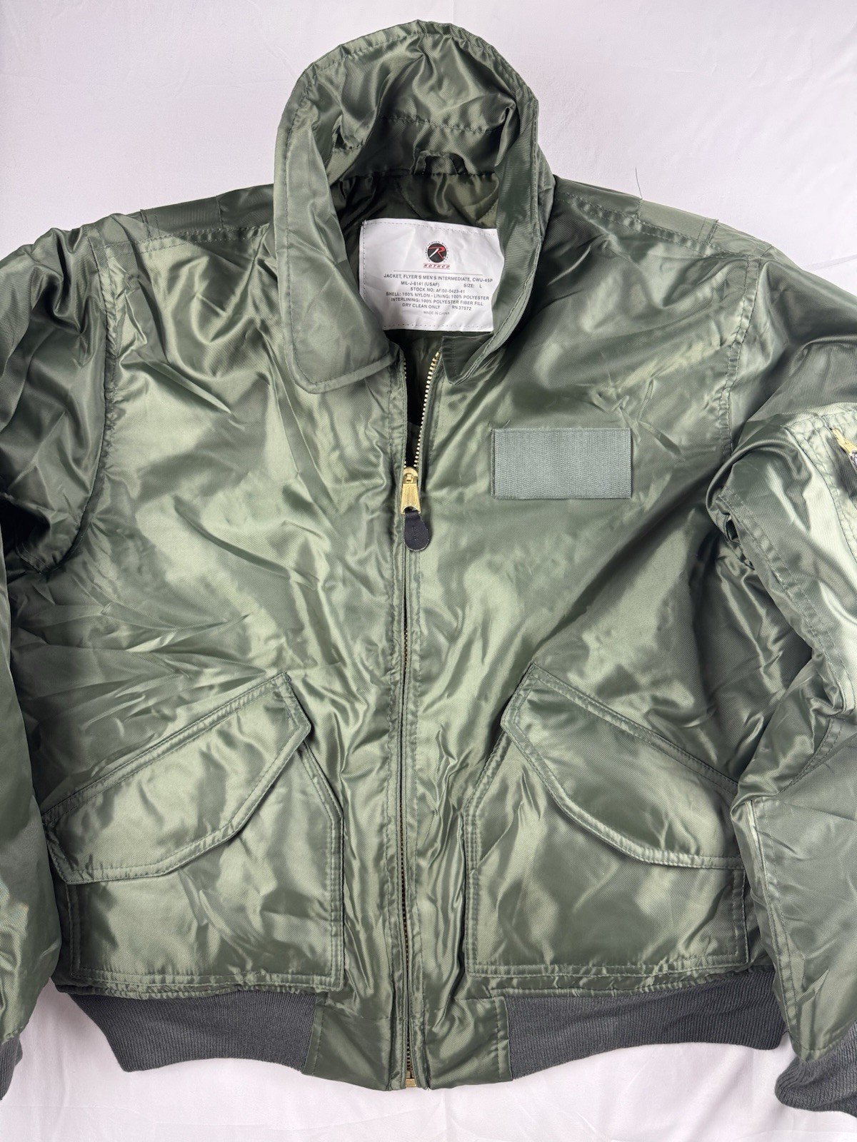NWT Rothco Ultra Force Men\'s CWU-45P Flight Jacket Sage Green Large Military