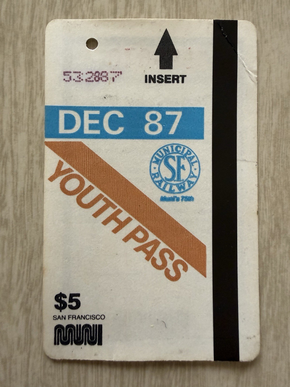 Vintage Muni Fast Pass Youth December 1987 San Francisco Vintage Muni Fast Pass Youth December 1987 San Francisco