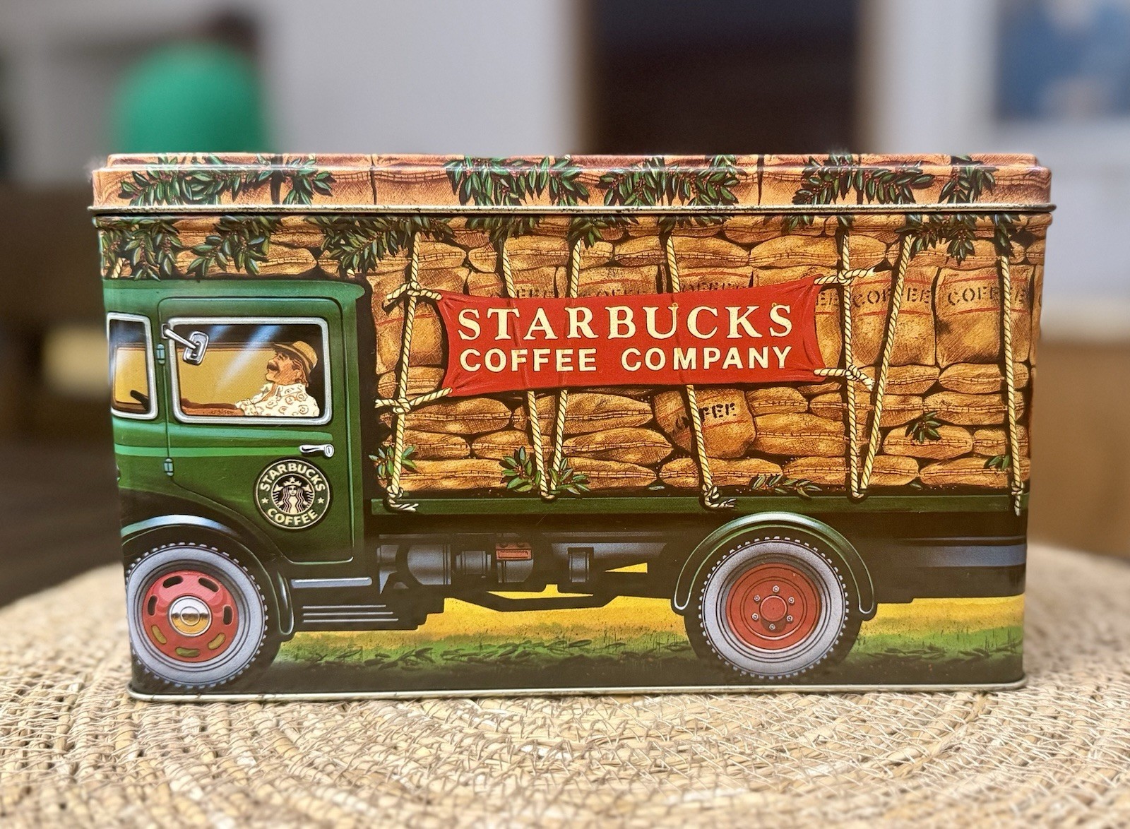 Vintage Starbucks Coffee Truck Tin Canister 1990s England Advertising