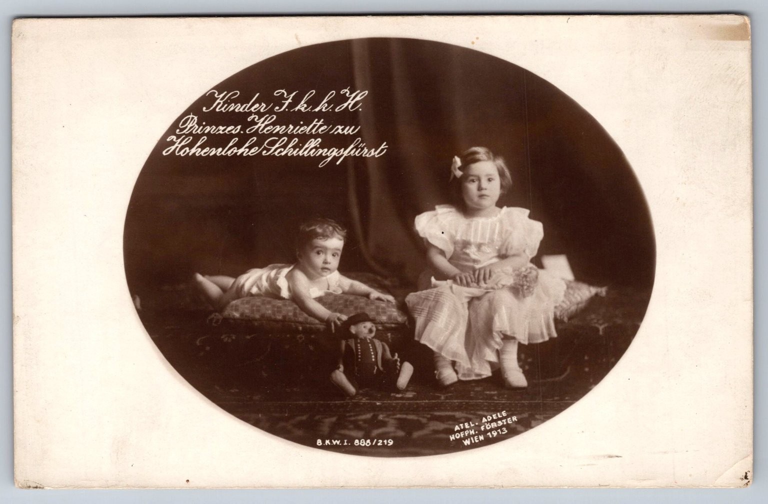 1913 RPPC Princess Henriette Hohenlohe-Schillingsfürst Children Vienna Portrait 1913 RPPC Princess Henriette Hohenlohe-Schillingsfürst Children Vienna Portrait
