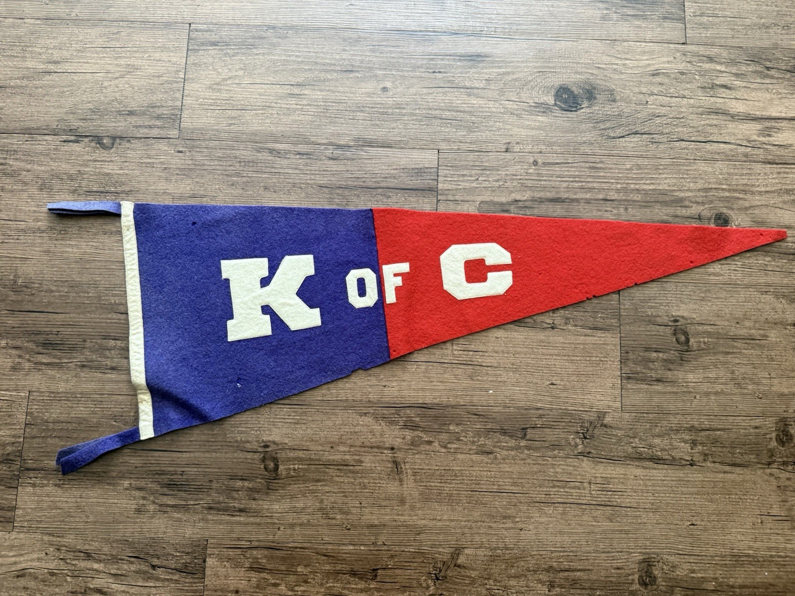 Vintage Knights Of Columbus 50s Pennant Rare Red Blue Vintage Knights Of Columbus 50s Pennant Rare Red Blue