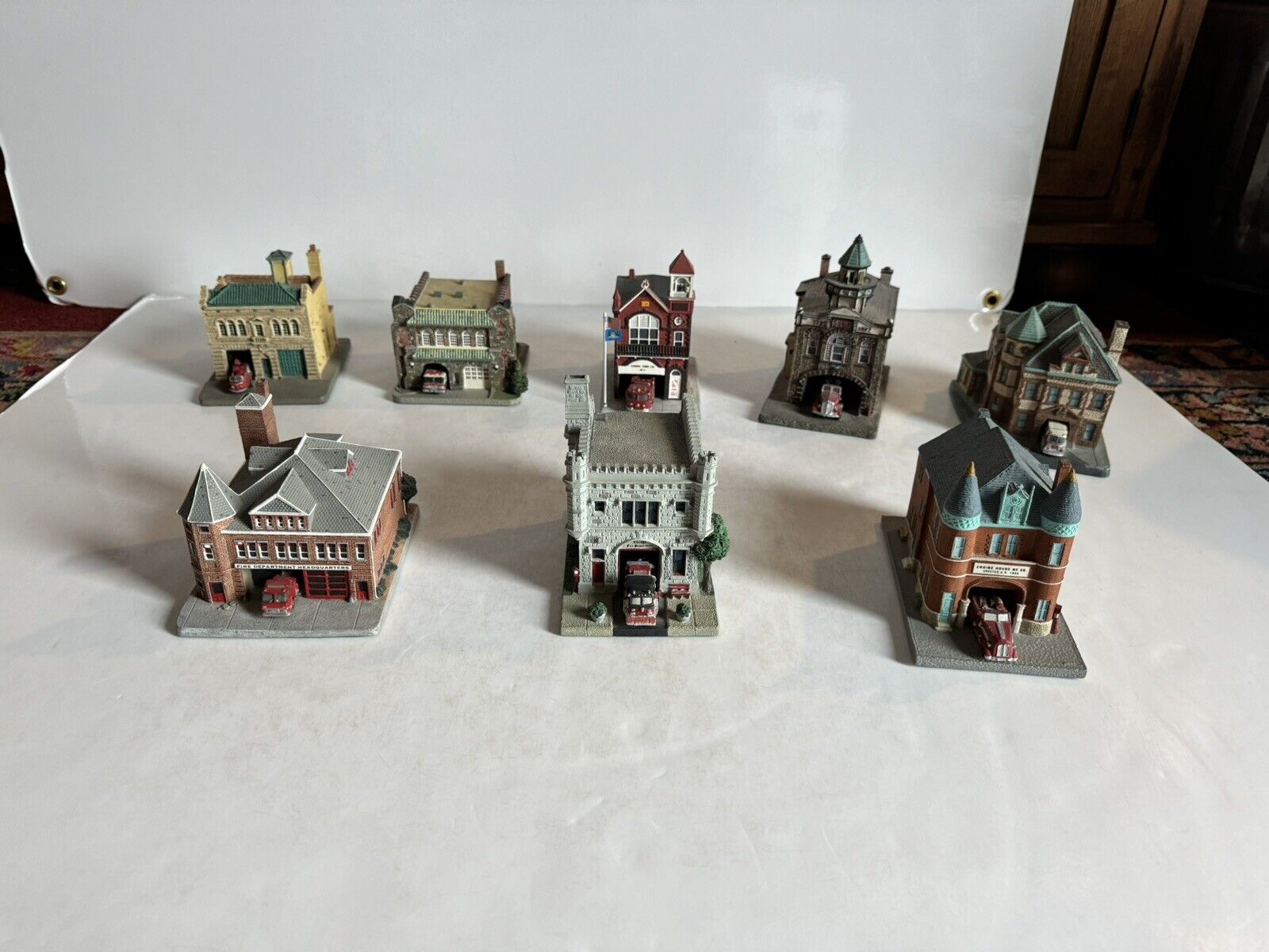 Danbury Mint Classic American Firehouse Fire Station Collection Of 8