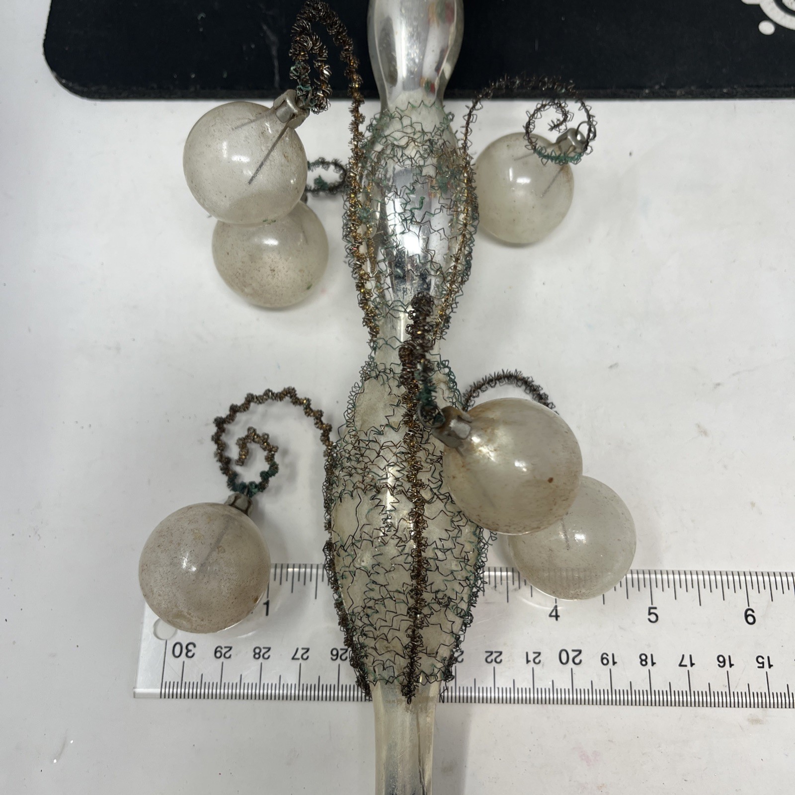 Antique Christmas Tree Topper Copper ? Wire Wrapped Mercury Glass 13” Read Antique Christmas Tree Topper Copper ? Wire Wrapped Mercury Glass 13” Read