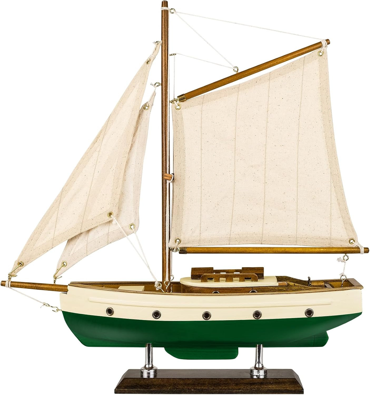 SAILINGSTORY Wooden Sailboat Decor Sailing Ship Model Boat Green SAILINGSTORY Wooden Sailboat Decor Sailing Ship Model Boat Green