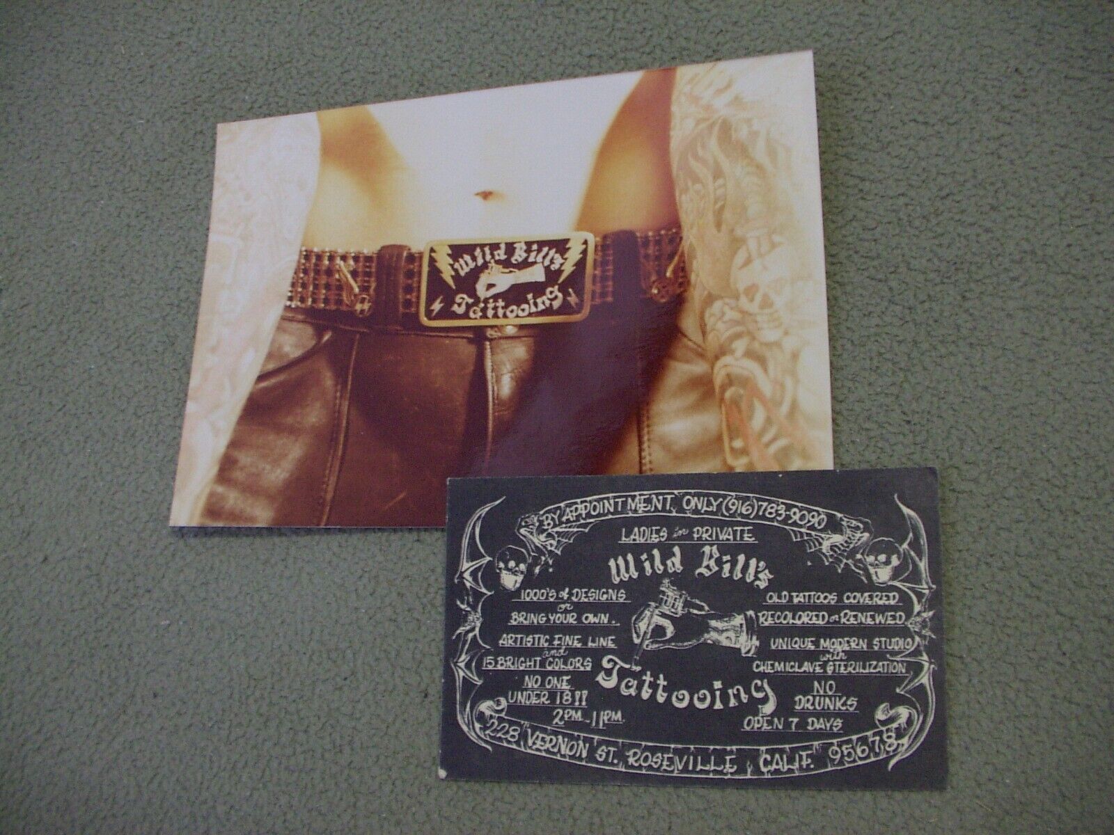 Wild Bill's Tattooing belt buckle original photo print,1979 4th World Convention