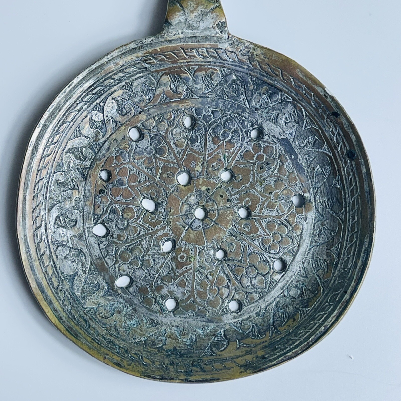 Antique Wrought Copper Folding Strainer Spoon Rare Early Safavid Dynasty Antique Wrought Copper Folding Strainer Spoon Rare Early Safavid Dynasty