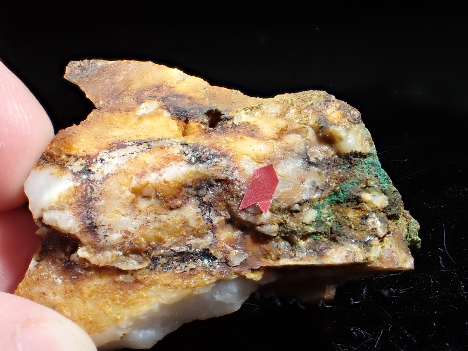 Native Gold, Malachite, Chalcocite Pioneer Mills Mine Cabarrus Co North Carolina Native Gold, Malachite, Chalcocite Pioneer Mills Mine Cabarrus Co North Carolina
