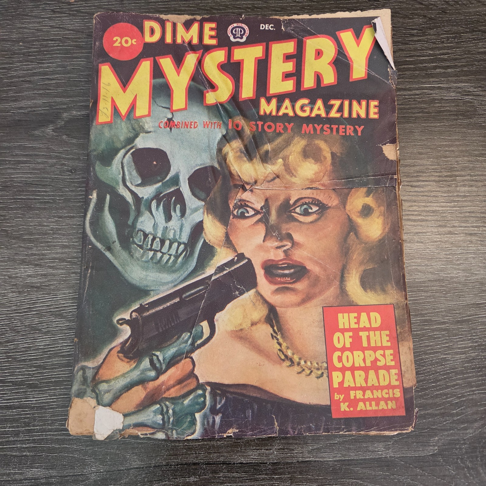 Pulp: Dime Mystery Magazine December 1949 Vol 39 No 2 Skull Skeleton Vintage Pulp: Dime Mystery Magazine December 1949 Vol 39 No 2 Skull Skeleton Vintage