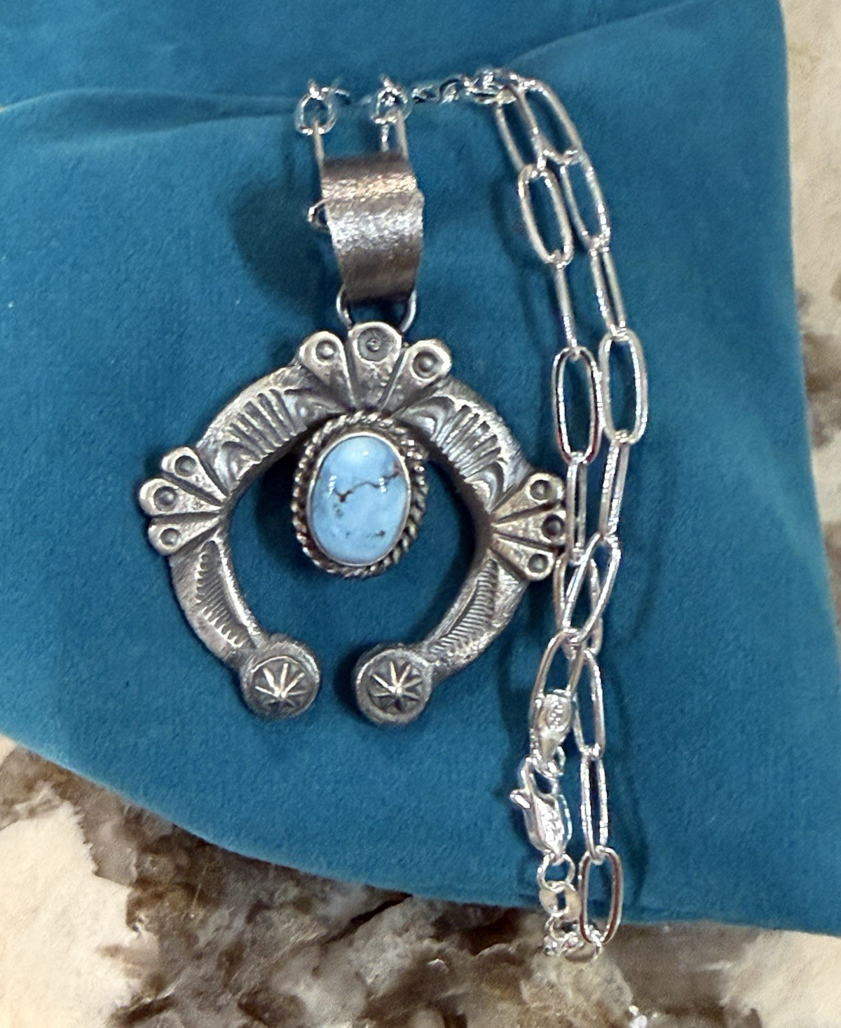Sand cast Handmade Sterling Silver Golden Hills Naja Pendant Necklace 22 inches Sand cast Handmade Sterling Silver Golden Hills Naja Pendant Necklace 22 inches