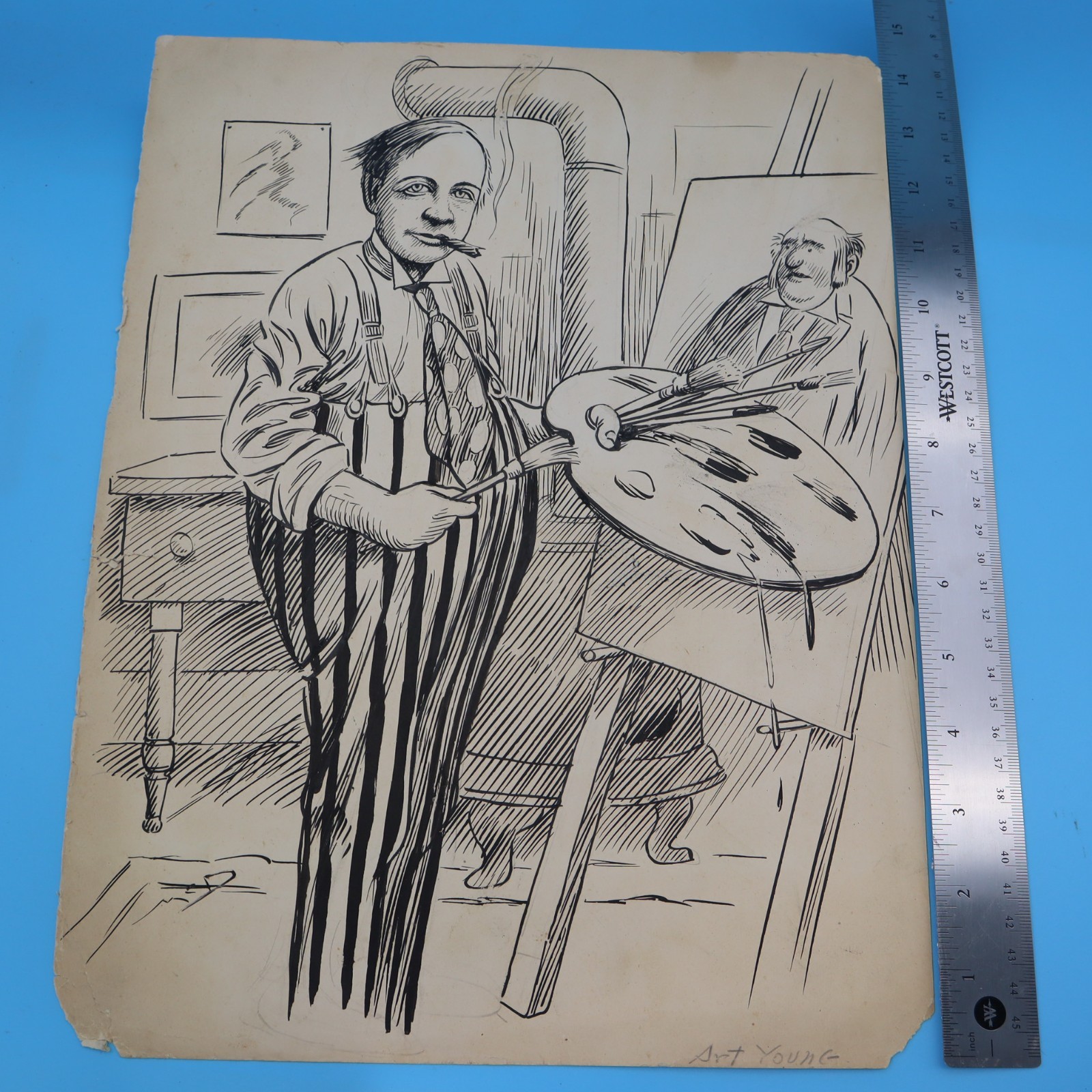 Walt McDougall Original Cartoon Art 1890\'s NY World Humor HAND DRAWN & SIGNED b