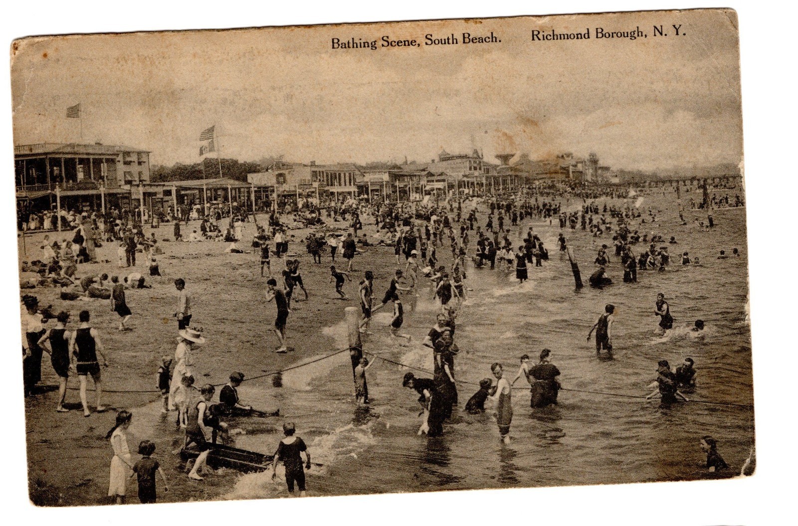 Bathing Scene, South Beach, Staten Island NY postcard, pm 1911 - see scans Bathing Scene, South Beach, Staten Island NY postcard, pm 1911 - see scans