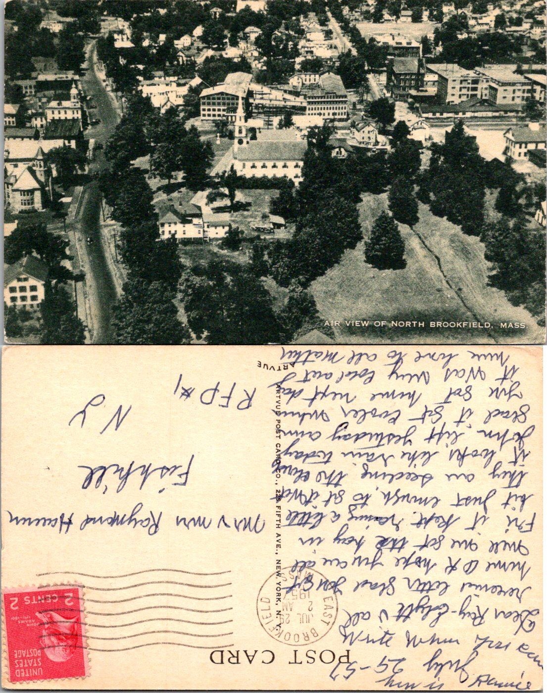 Air View of North Brookfield Mass Vintage Divided Back Postcard Aerial Photo Air View of North Brookfield Mass Vintage Divided Back Postcard Aerial Photo