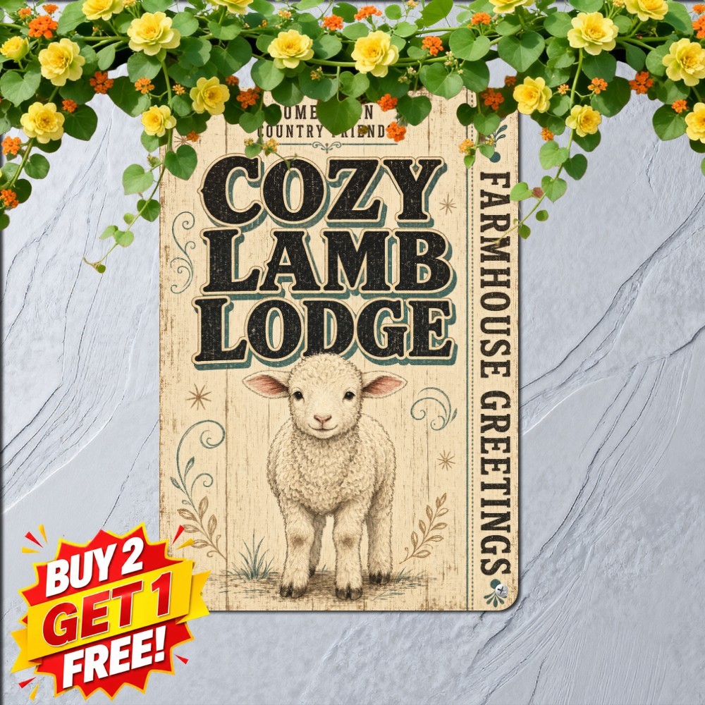 vintage farmhouse lamb welcome sign poster stacked bold