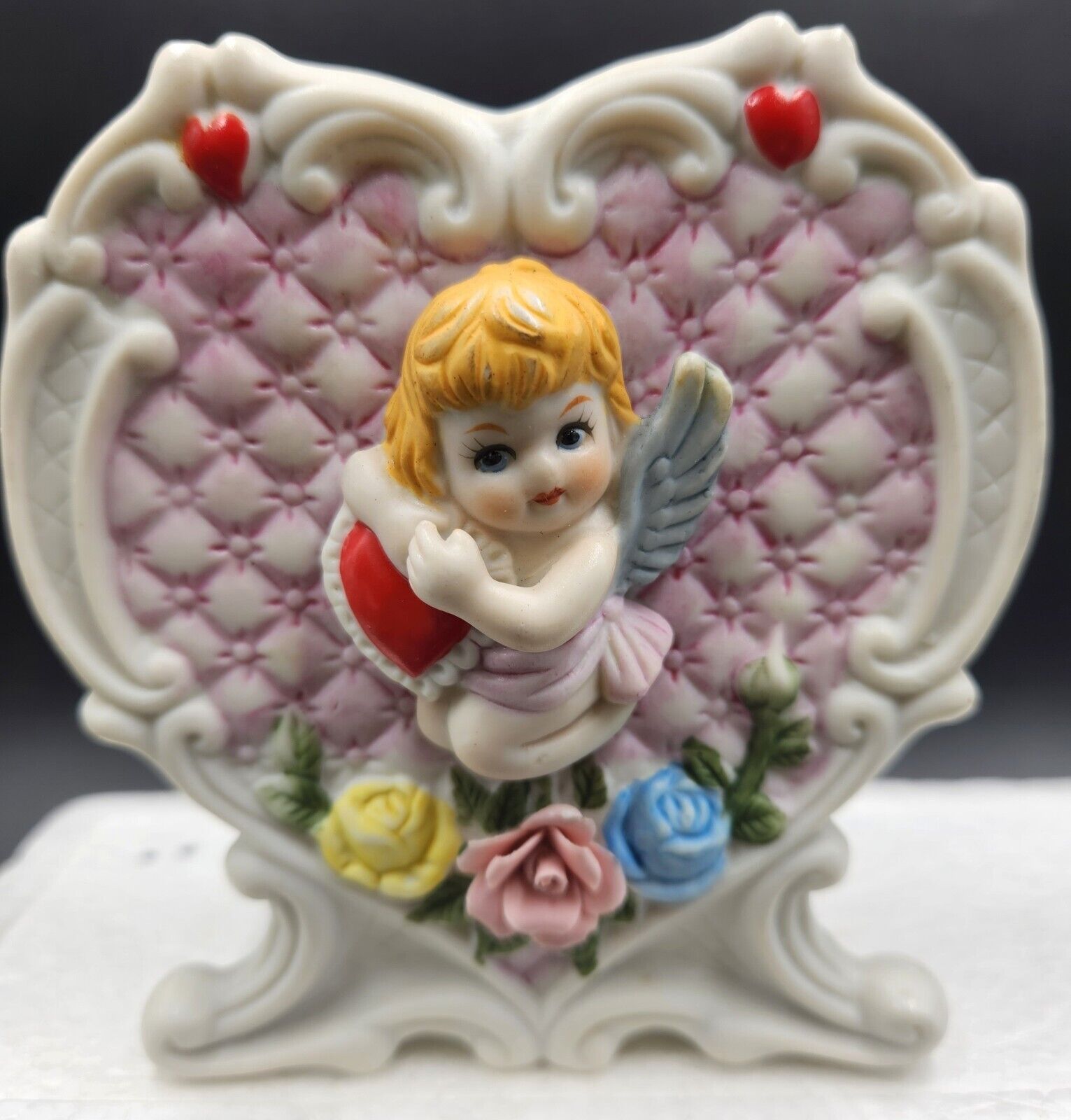Vintage Brinn's Angel Valentine's Day Heart Vase Love 