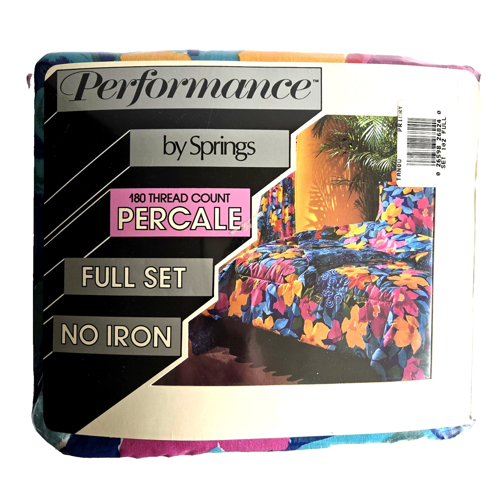 VTG 80s 90s PERFORMANCE by SPRINGS Full Sheet Set NOS Abstract Floral Percale VTG 80s 90s PERFORMANCE by SPRINGS Full Sheet Set NOS Abstract Floral Percale