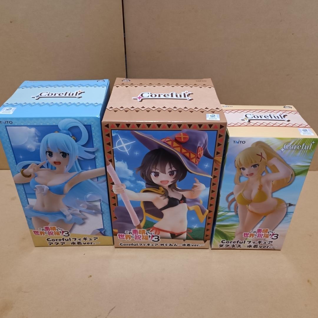 KONOSUBA Swim Suit Figure Set of 3 Megumin Aqua Darkness New Japan Expedited