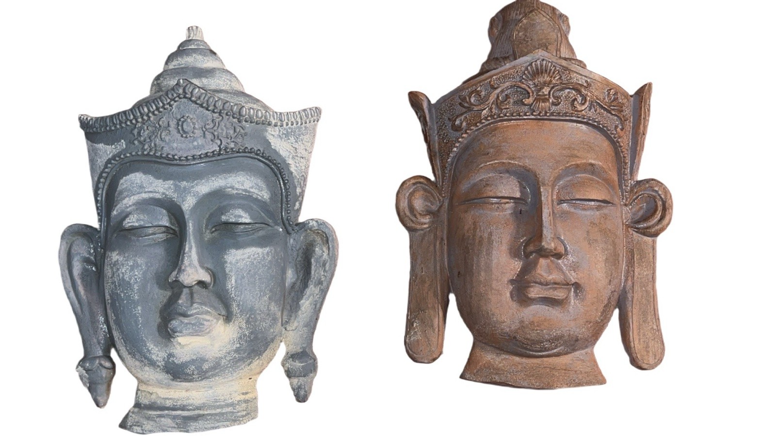 Pair of Decorative Buddha Head Wall Art Sculptures Pair of Decorative Buddha Head Wall Art Sculptures