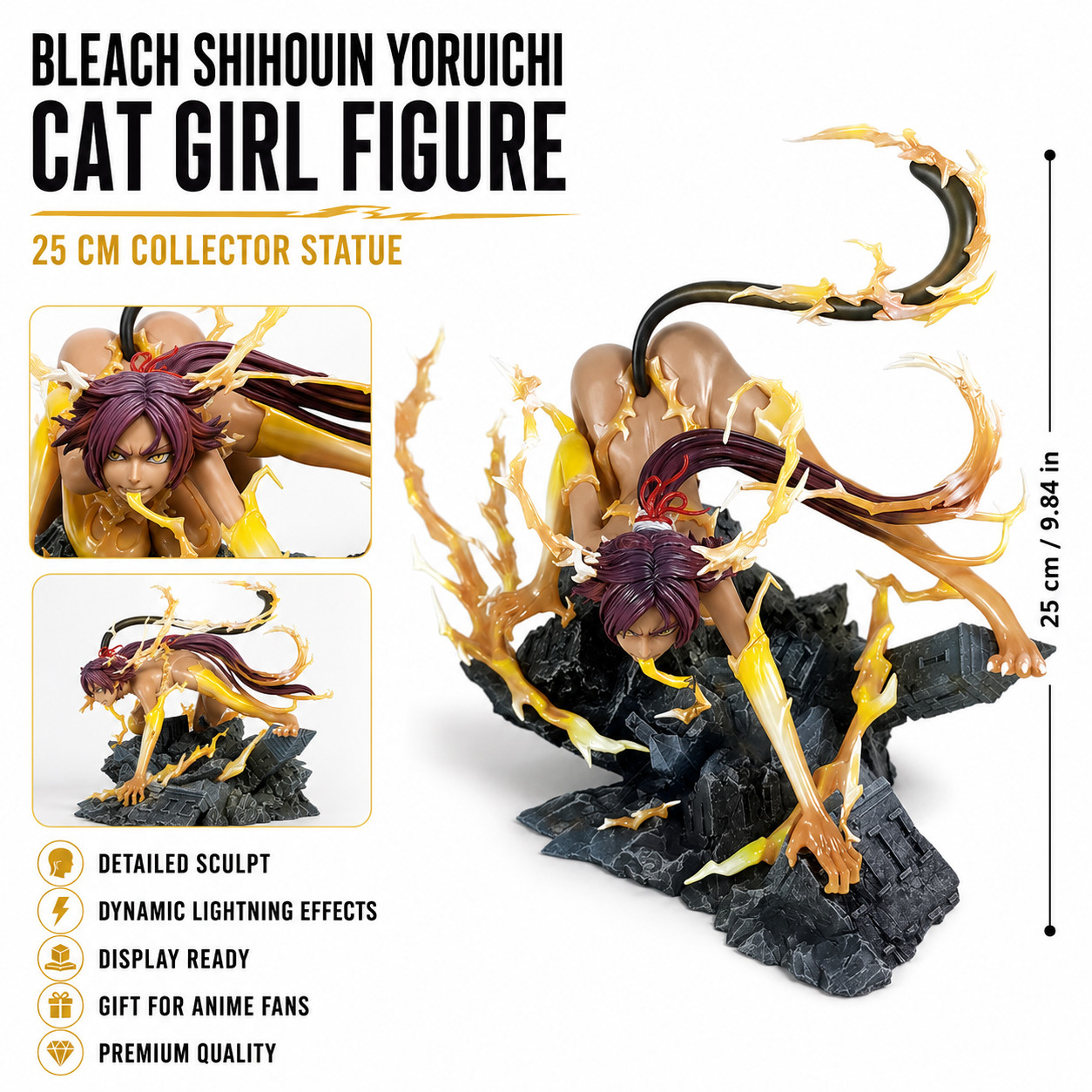 Bleach Yoruichi Shihouin Thunder God Form GK Statue 25cm Anime Figure Collection Bleach Yoruichi Shihouin Thunder God Form GK Statue 25cm Anime Figure Collection