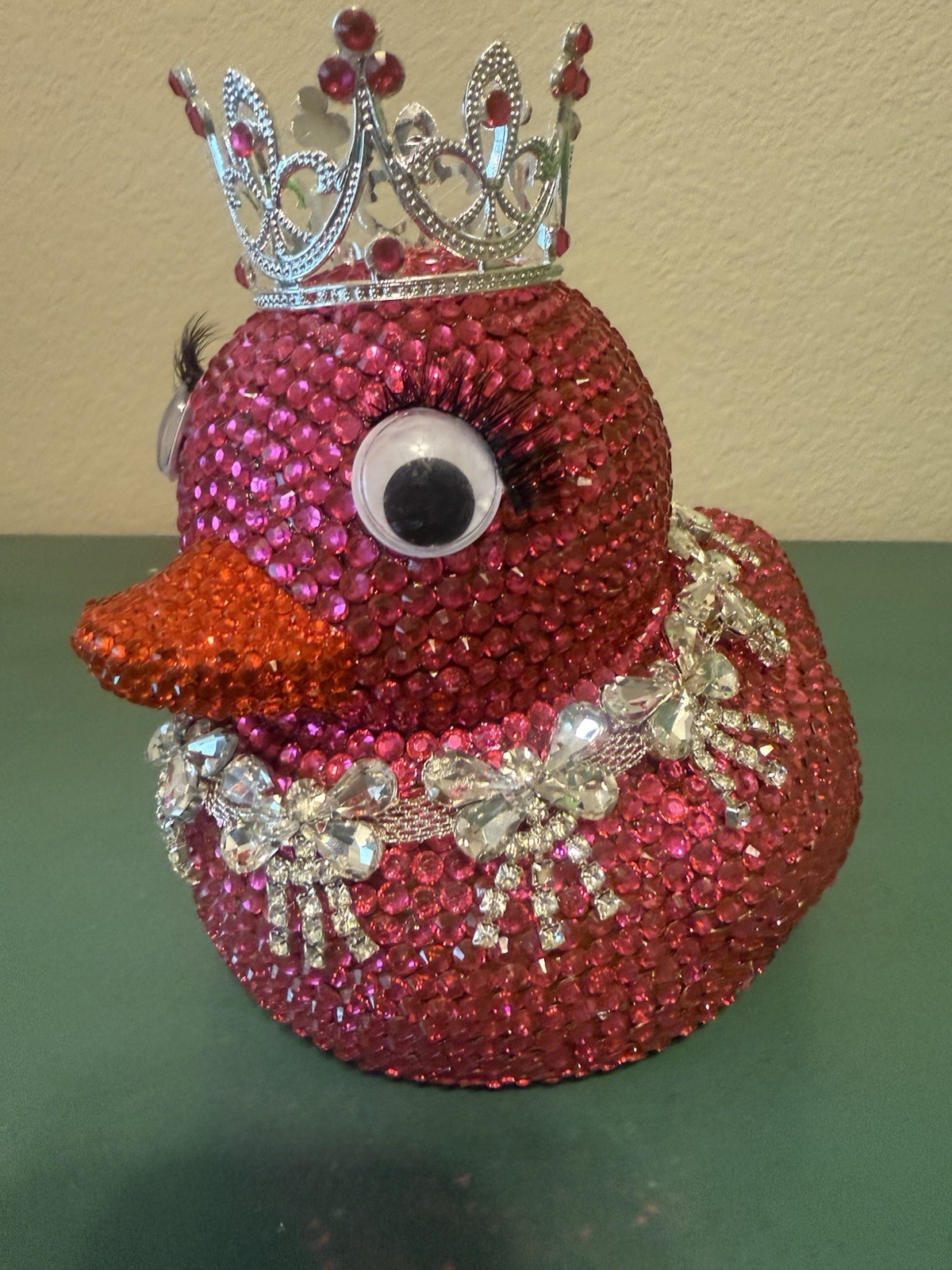 Large Hot Pink Rhinestone Decorated Rubber Duck Large Hot Pink Rhinestone Decorated Rubber Duck