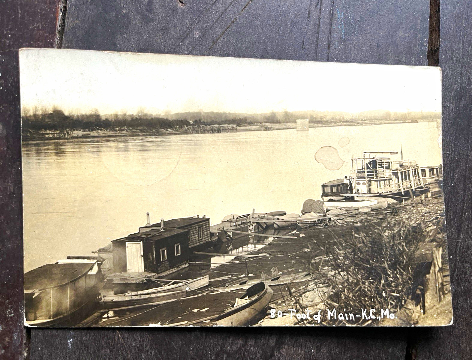North American Post Card Co. Kansas City MO Boats River Scene RPPC Divided Back