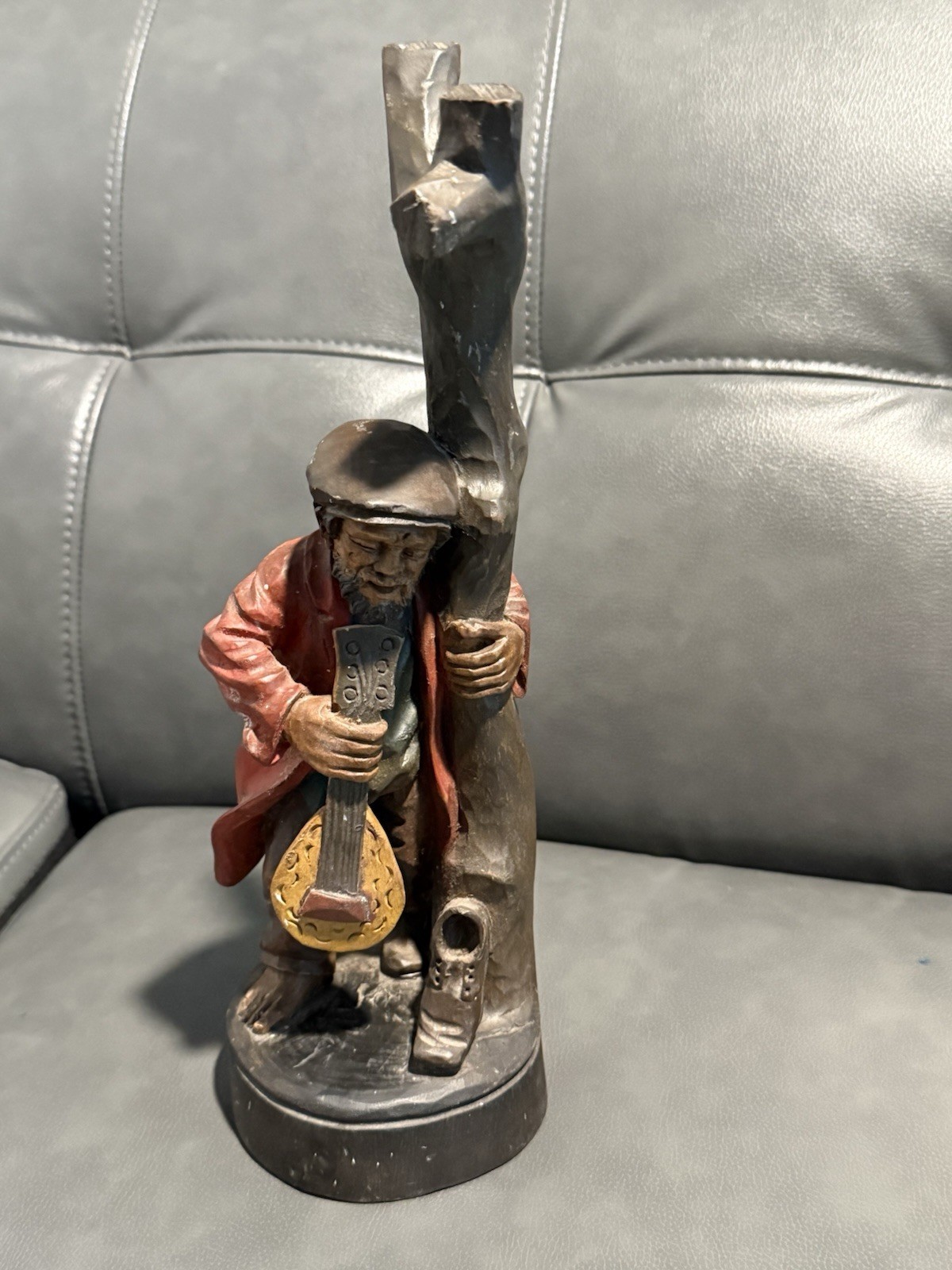 Vintage Carved Wood Figure Guitar Player Old Man Vintage Carved Wood Figure Guitar Player Old Man