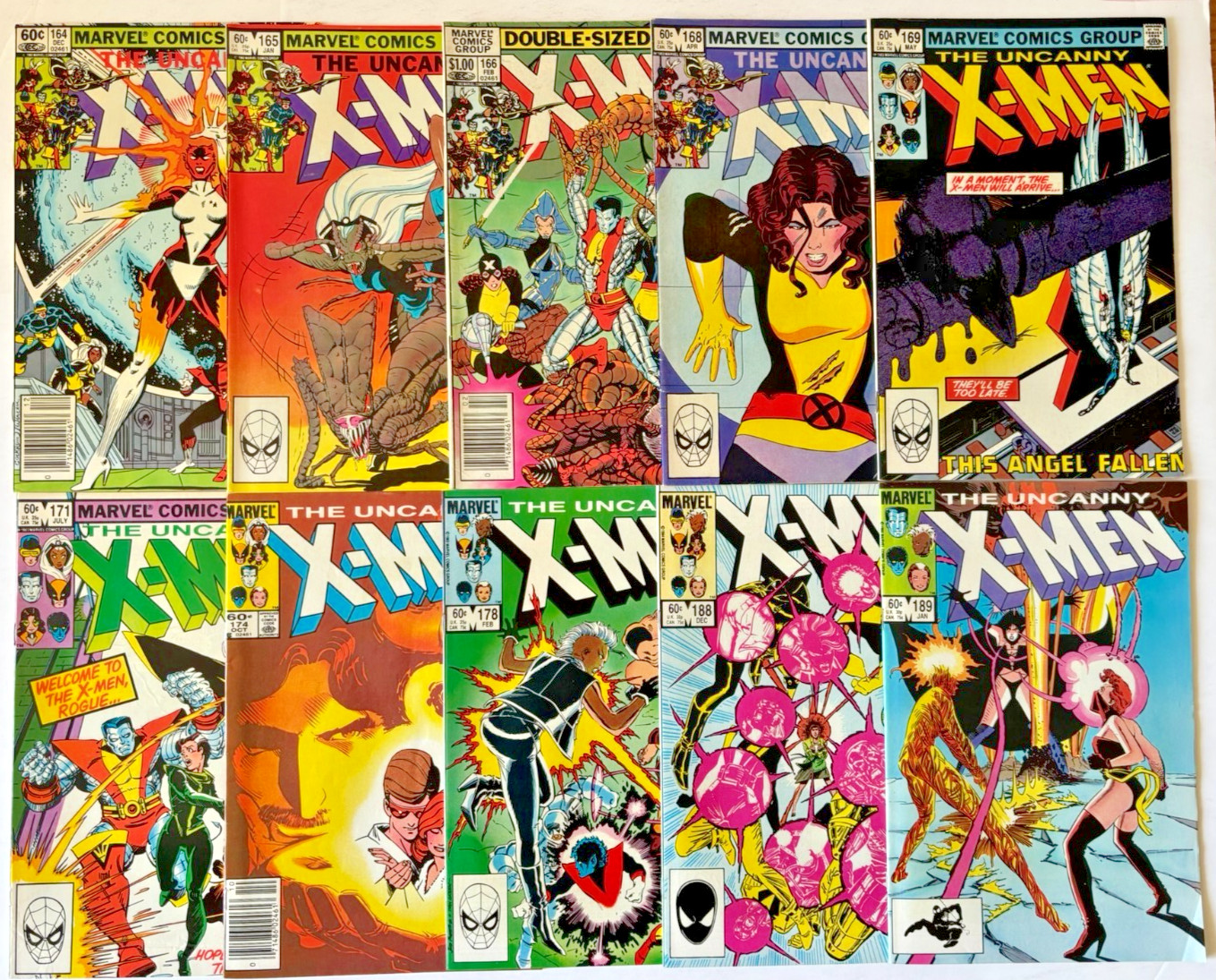 UNCANNY X-MEN (1982) 10 ISSUE SET #164,165,166,168,169,171,174,178,188,189 UNCANNY X-MEN (1982) 10 ISSUE SET #164,165,166,168,169,171,174,178,188,189