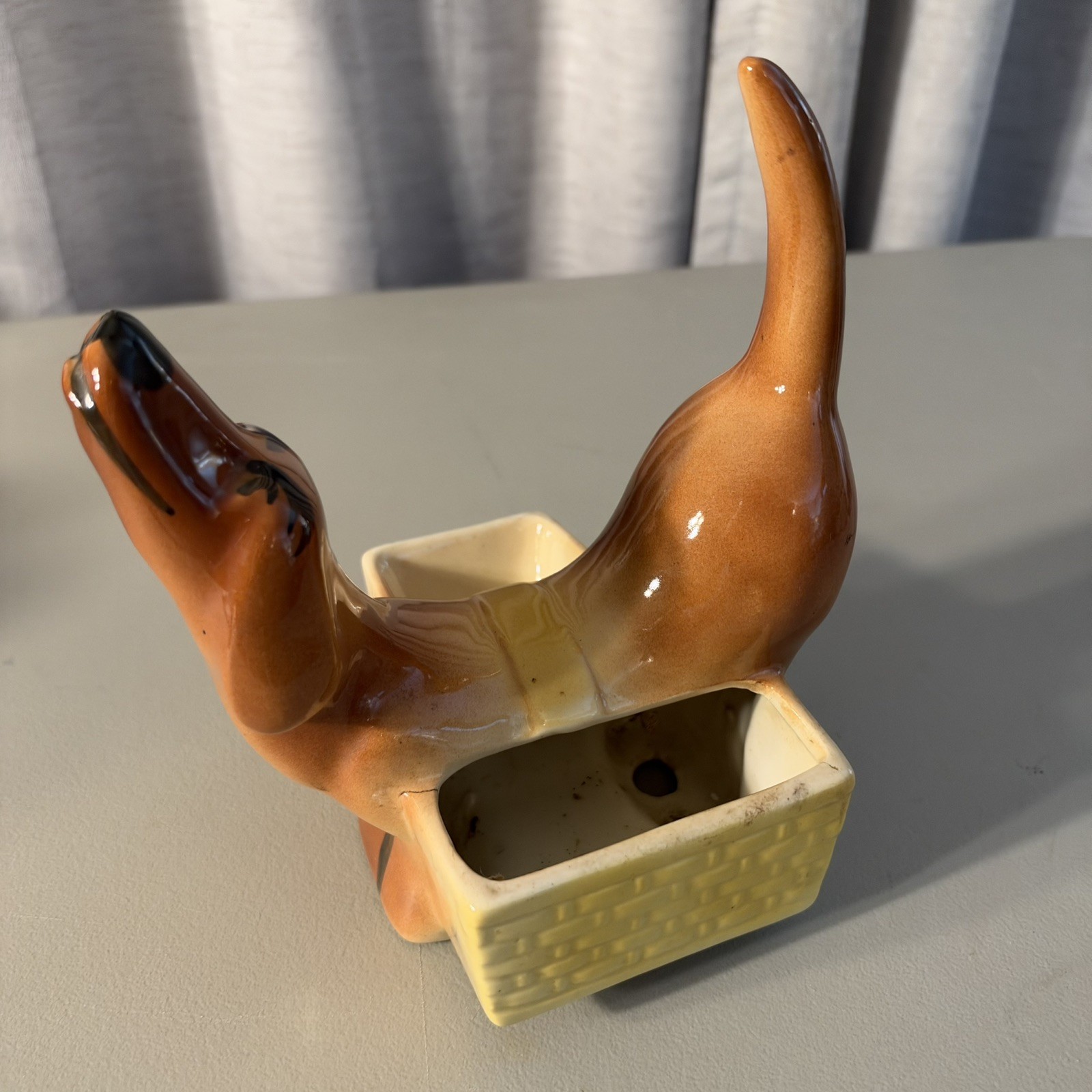 VINTAGE 1950\'s MCM Dachshund Weiner Dog Ceramic Planter Trinket Dish VINTAGE 1950\'s MCM Dachshund Weiner Dog Ceramic Planter Trinket Dish