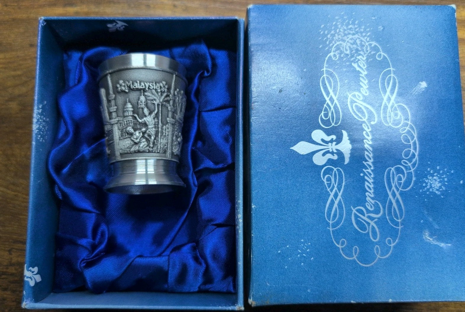 Vintage Collectible 97% Pewter Shot Glass Tumbler From Malaysia New In Box