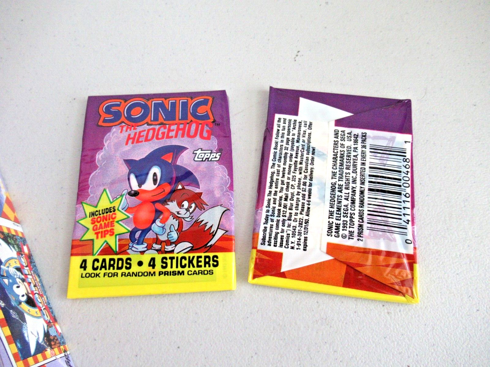 1993 Topps -  One pack of Sonic the Hedgehog Trading Cards - Read Description