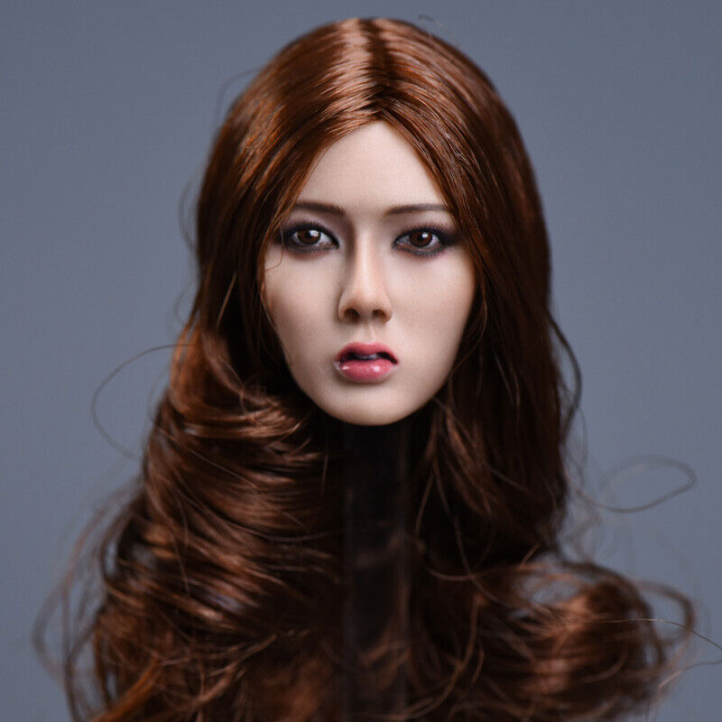 YMTOYS 1/6 Beauty Girl Long Curly Hair Girl Head Sculpt fit Phicen Figure Toy