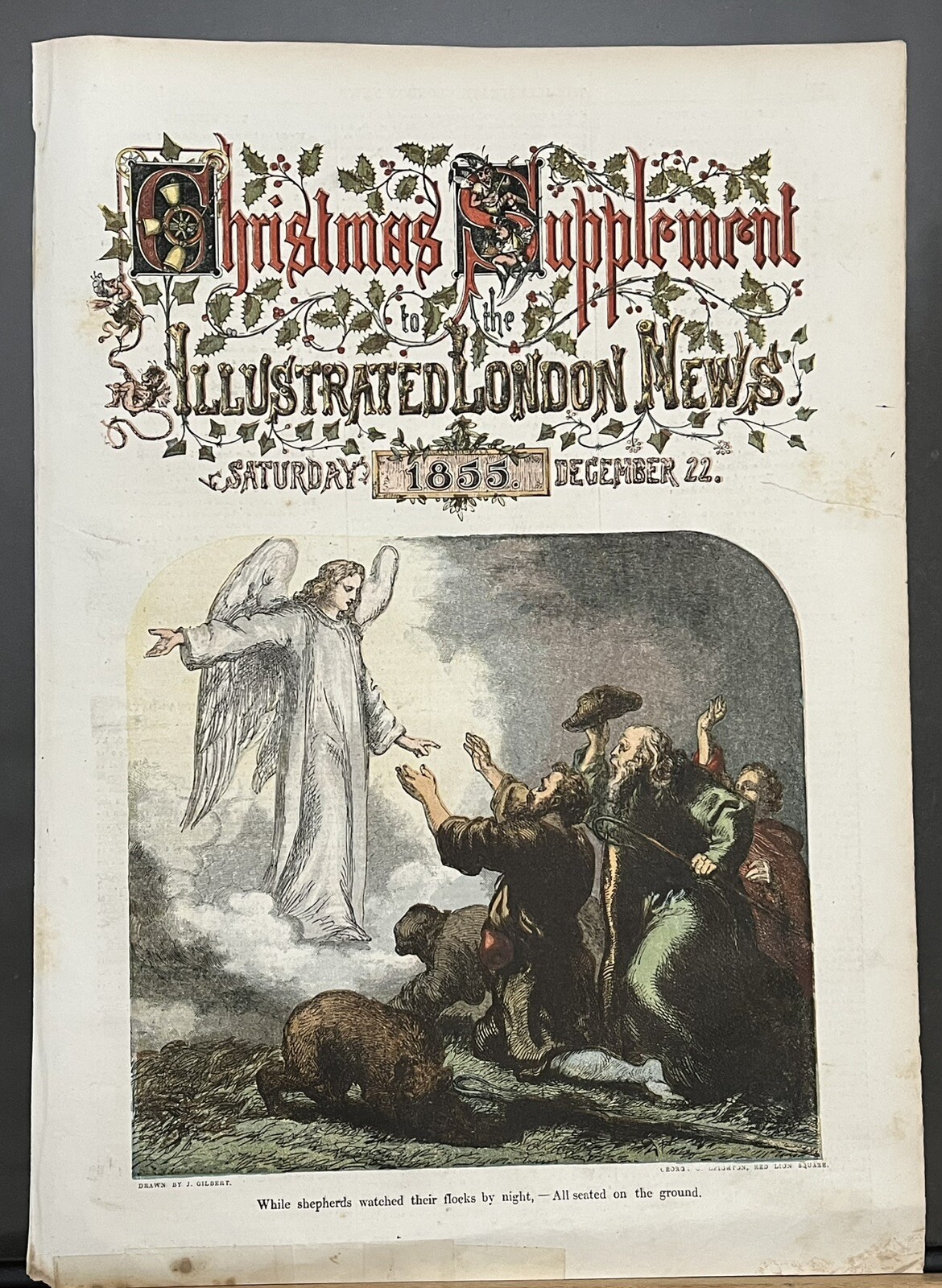 1855 VICTORIAN CHRISTMAS SUPPLEMENT COVER ANGEL GABRIEL ANNOUNCES BIRTH OF JESUS 1855 VICTORIAN CHRISTMAS SUPPLEMENT COVER ANGEL GABRIEL ANNOUNCES BIRTH OF JESUS