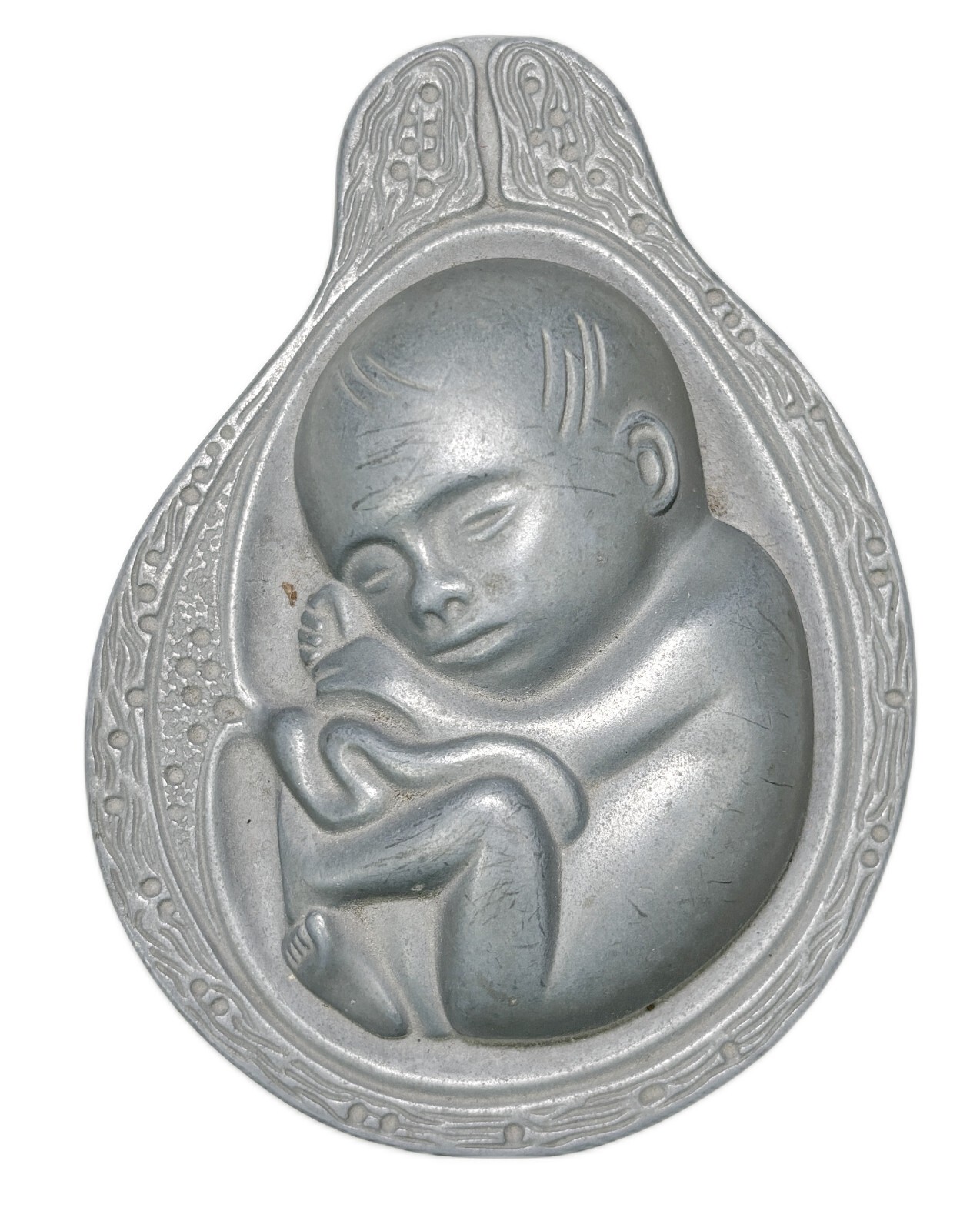 Tabron Pewter Womb Fetus Baby Uterus Paperweight Vtg 1960s Parke Davis Tabron Pewter Womb Fetus Baby Uterus Paperweight Vtg 1960s Parke Davis