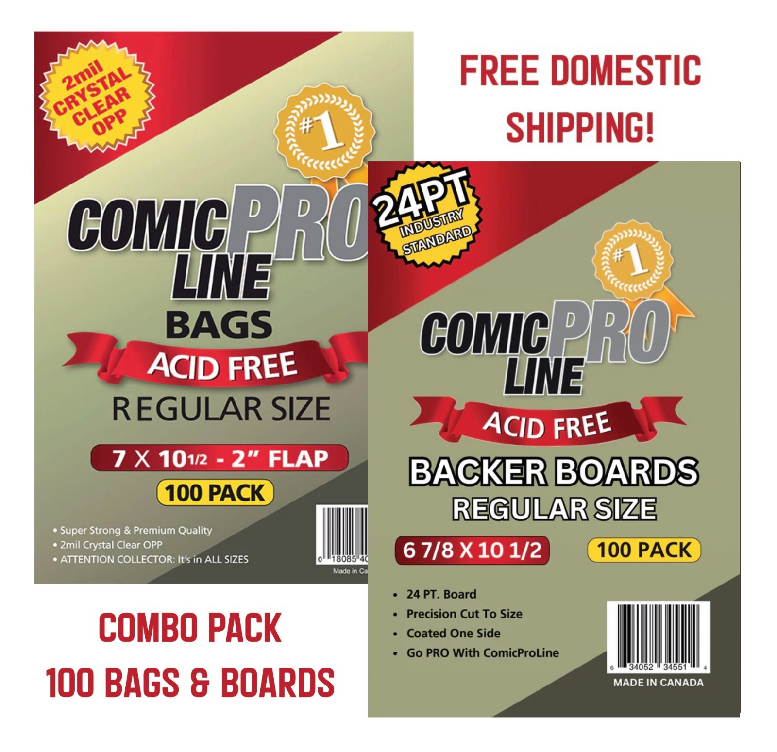 Comic ProLine Bags & Boards 100 Each (Regular Size) Top-Quality - Comic ProLine Bags & Boards 100 Each (Regular Size) Top-Quality -