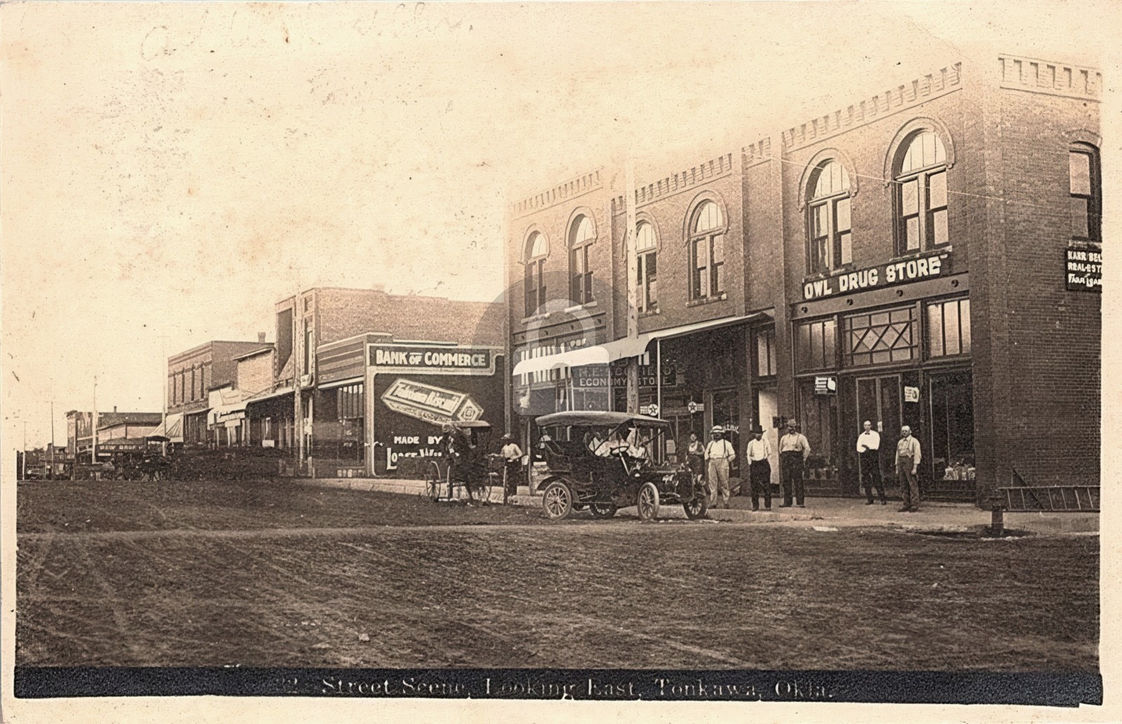Tonkawa Oklahoma Street Scene Owl Drug Store 1909 RPPC Photo Postcard COPY Tonkawa Oklahoma Street Scene Owl Drug Store 1909 RPPC Photo Postcard COPY