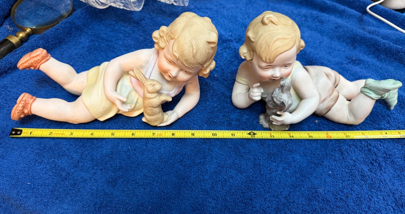 Vintage Fine Quality Japan Bisque Piano Babies Boy & Girl w/ Animals – Pair 10 Vintage Fine Quality Japan Bisque Piano Babies Boy & Girl w/ Animals – Pair 10