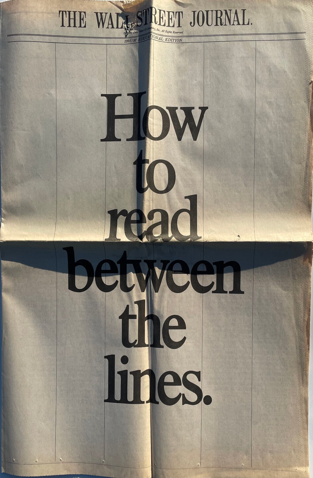 Wall Street Journal 1991/92 Educational Edition How To Read Between The Lines