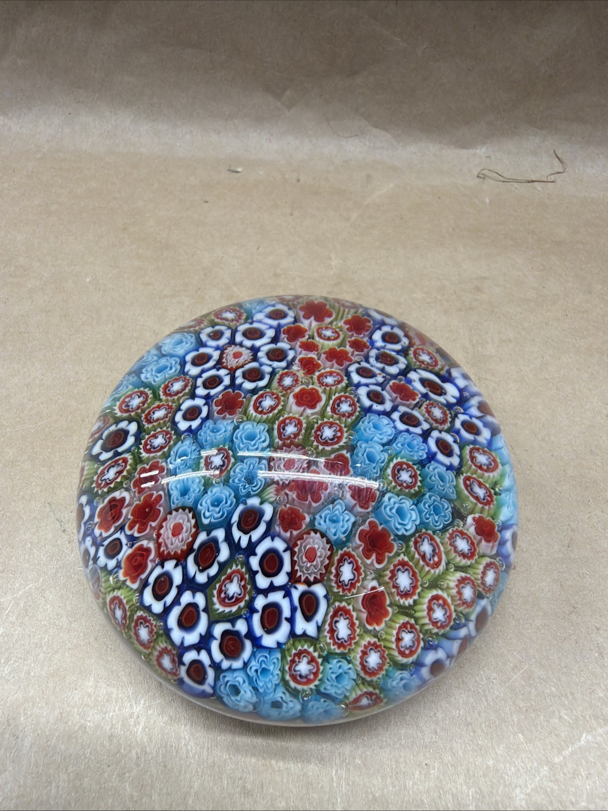 M Design Art Glass Mouth Blown Rainbow Ex Large Size Millefiori Paperwei... M Design Art Glass Mouth Blown Rainbow Ex Large Size Millefiori Paperwei...