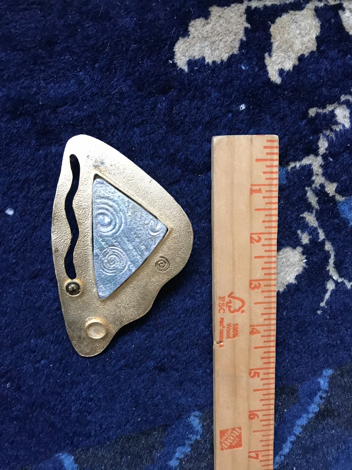 Vintage 1992 BRASS Gold Tone NINA GELARDI Designer Triangle Belt Buckle 4.5\ Vintage 1992 BRASS Gold Tone NINA GELARDI Designer Triangle Belt Buckle 4.5\