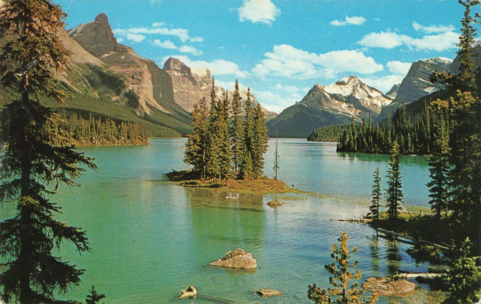 Jasper Alberta CA Canada, Maligne Lake, Jasper National Park, Vintage Postcard