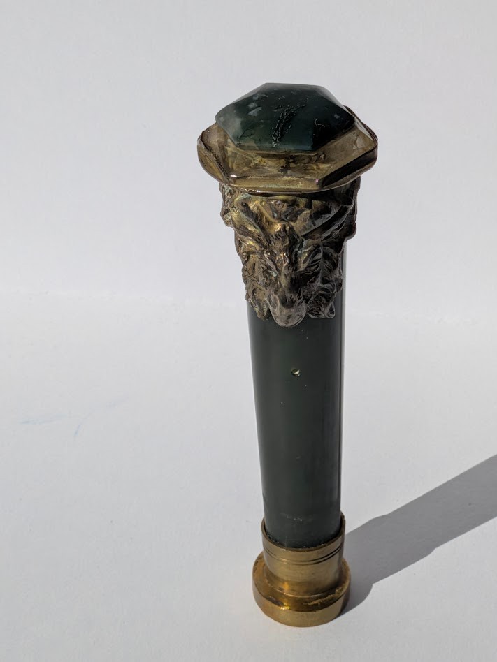 ANTIQUE FRENCH RAM HEADS BRONZE & JADE COUNT'S CROWN COAT OF ARMS STAMP SEAL ANTIQUE FRENCH RAM HEADS BRONZE & JADE COUNT'S CROWN COAT OF ARMS STAMP SEAL