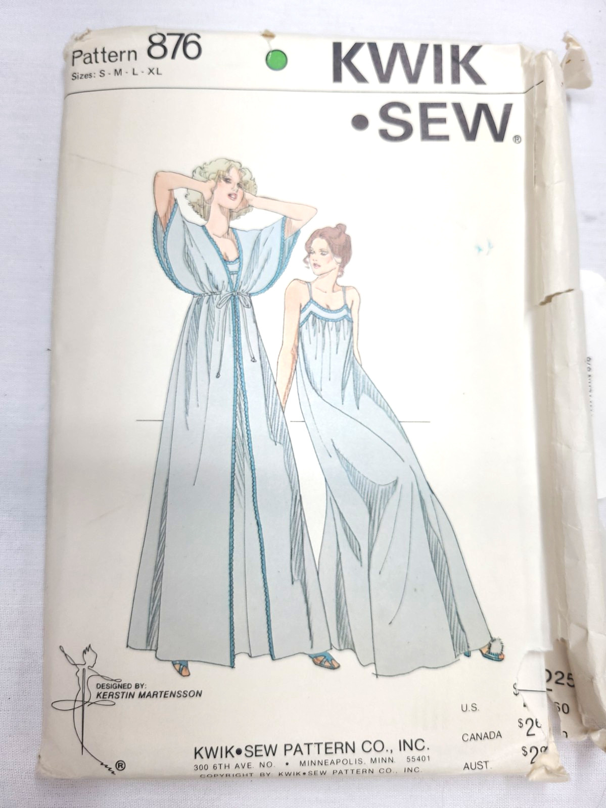 Kwik Sew Pattern 876 S-XL Misses Kimono Sleeve Peigoir and Nightgown Vtg Uncut Kwik Sew Pattern 876 S-XL Misses Kimono Sleeve Peigoir and Nightgown Vtg Uncut