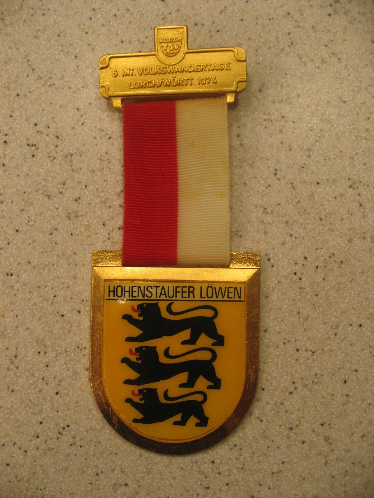 Vtg 6. Int Volkswandert Lorch/Wortt 1974 Howenstaufer Lowen REU &Co Hiking Medal Vtg 6. Int Volkswandert Lorch/Wortt 1974 Howenstaufer Lowen REU &Co Hiking Medal