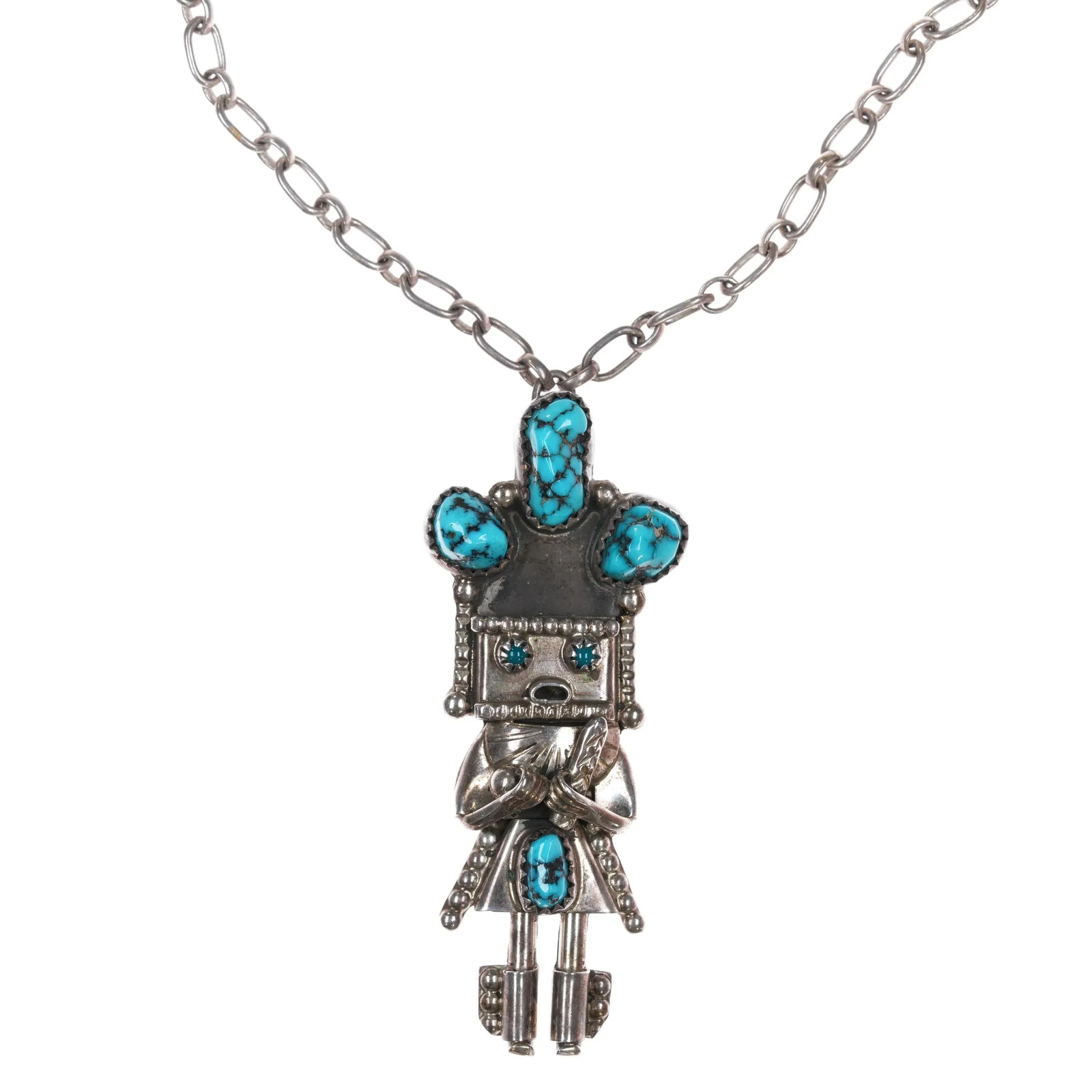 Doris Smallcanyon Navajo sterling Kachina pendant/pin w/Kingman turquoise Doris Smallcanyon Navajo sterling Kachina pendant/pin w/Kingman turquoise