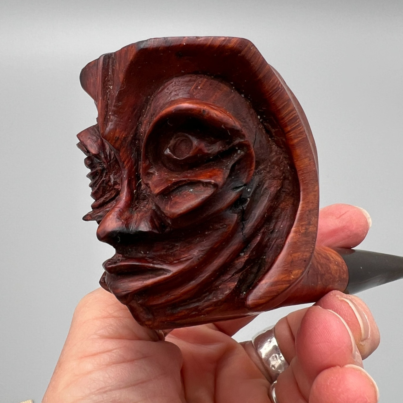 Pipe with Carved Man Detailed Face Unique Vintage Wood Carved Pipe 5 inches Pipe with Carved Man Detailed Face Unique Vintage Wood Carved Pipe 5 inches
