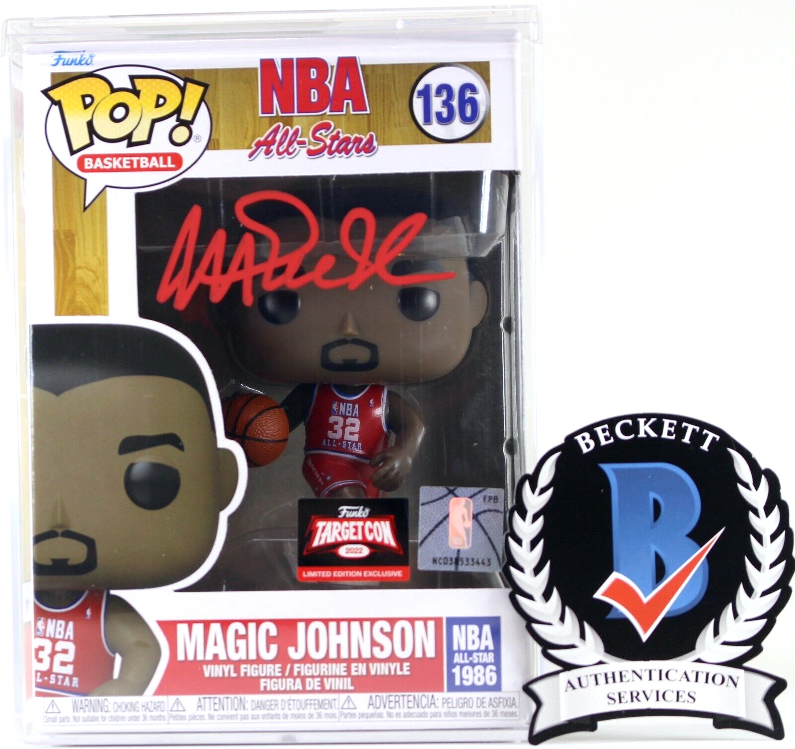 Signed Funko Pop Basketball  Magic Johnson #136 All Stars NBA Team USA Beckett✅