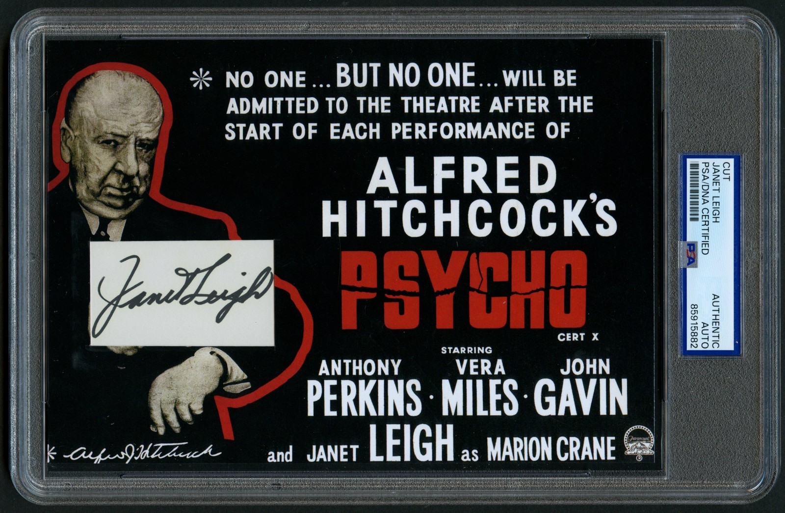 Janet Leigh signed autograph 5.5x8 Actress: Psycho Poster Custom Cut PSA Slabbed Janet Leigh signed autograph 5.5x8 Actress: Psycho Poster Custom Cut PSA Slabbed