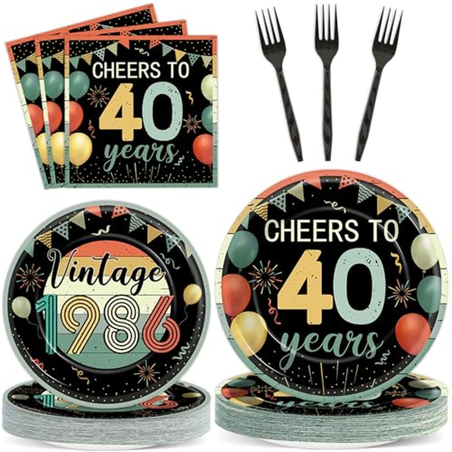 96Pcs Vintage 40th Birthday Party Decorations Back in 1986 Paper Plates and N... 96Pcs Vintage 40th Birthday Party Decorations Back in 1986 Paper Plates and N...