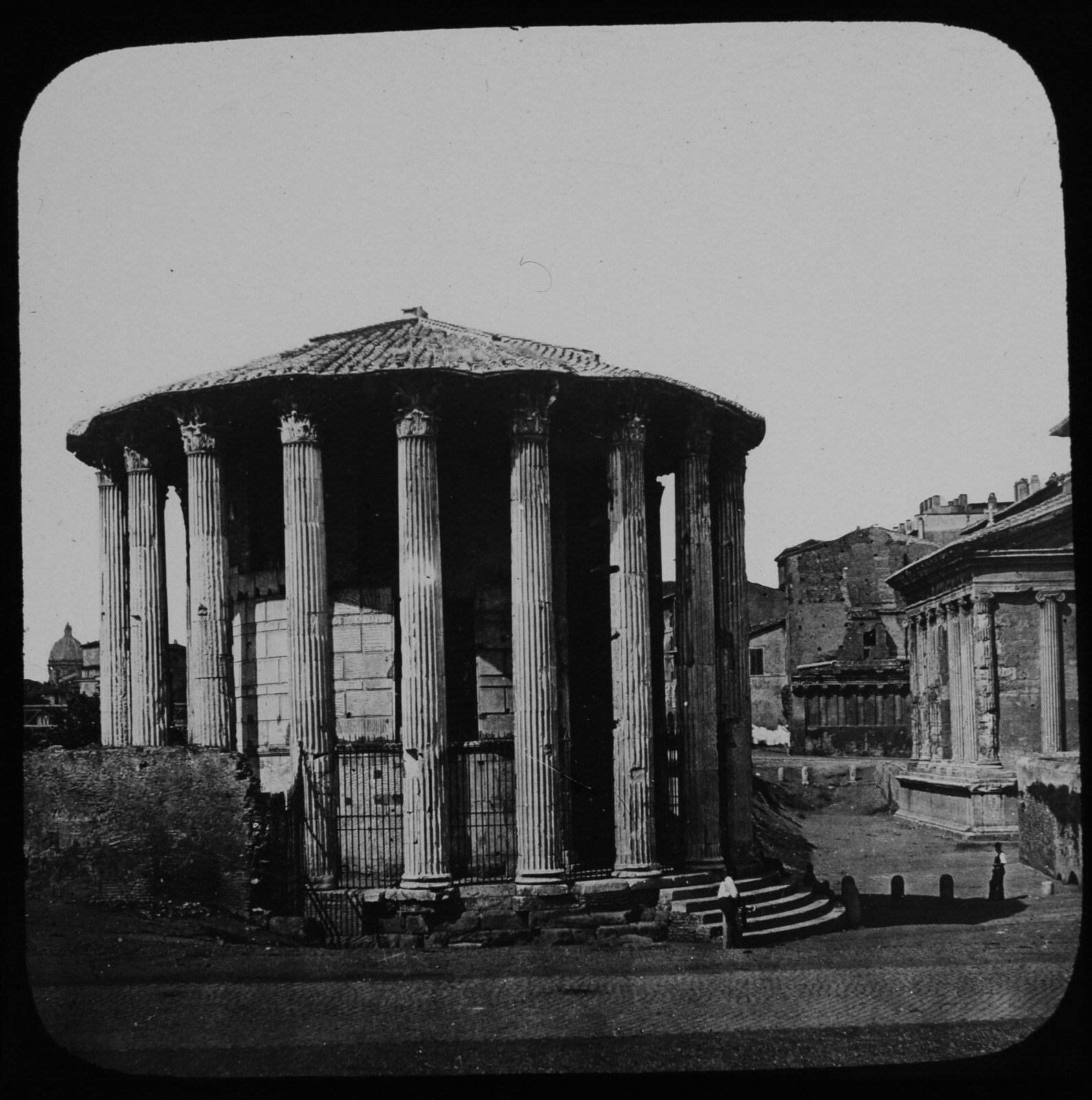 ANTIQUE Magic Lantern Slide TEMPLE OF VESTA ROME C1900 PHOTO ROME ITALY ROMA 