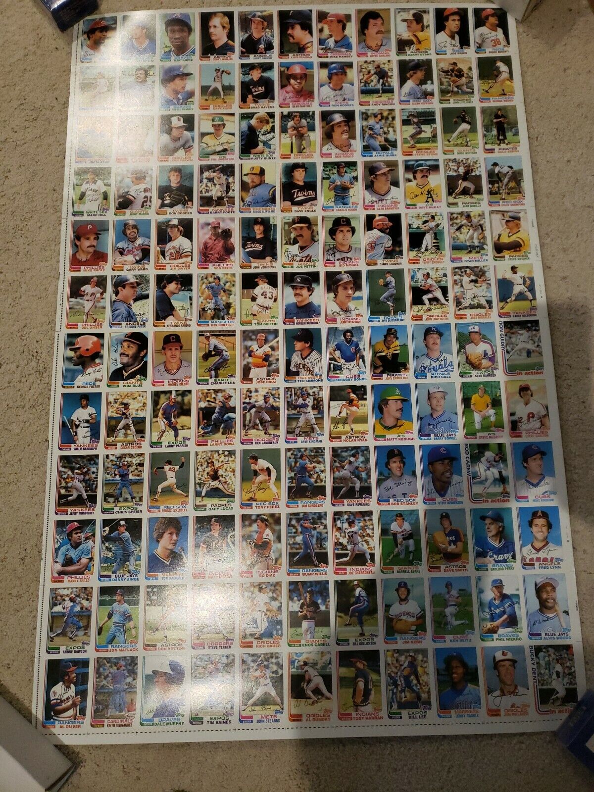 1982 Topps Baseball Card Uncut Sheet (132 cards) Ryan, Dawson, Raines etc.