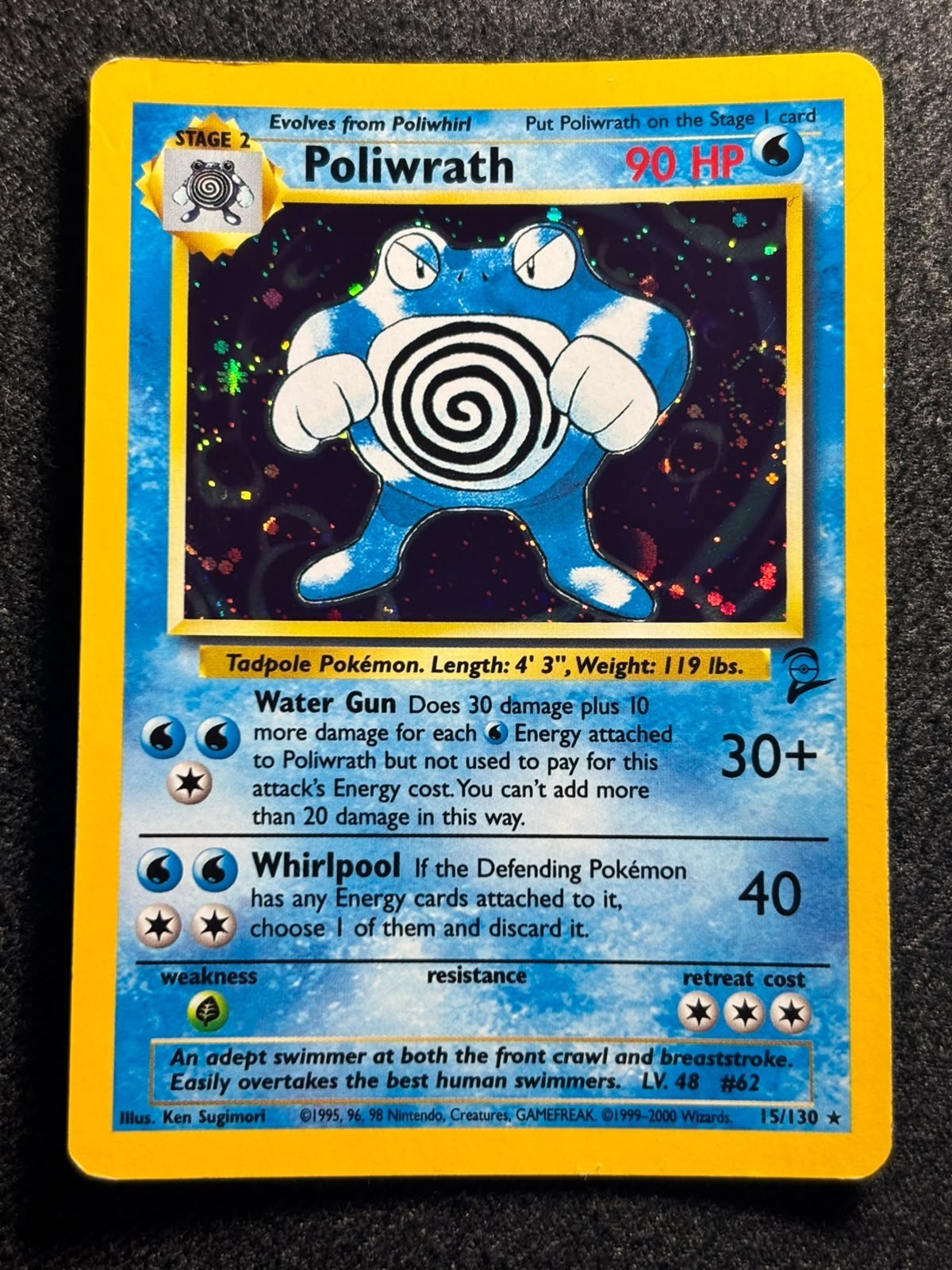 Poliwrath 15/130 Pokemon Card Base Set 2 Vintage Holo WOTC 2000 TCG MP Poliwrath 15/130 Pokemon Card Base Set 2 Vintage Holo WOTC 2000 TCG MP